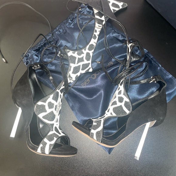 SERGIO ROSSI Minerva Printed Stingray and Suede Sandals gladiator ! - Picture 7 of 11